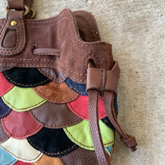 Lucky Brand Scalloped Patchwork Boho Suede Purse - Picture 3 of 16
